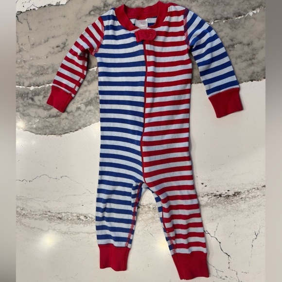 Hanna Andersson striped zip up pajamas size 70 / 9-18 months - Picture 1 of 4